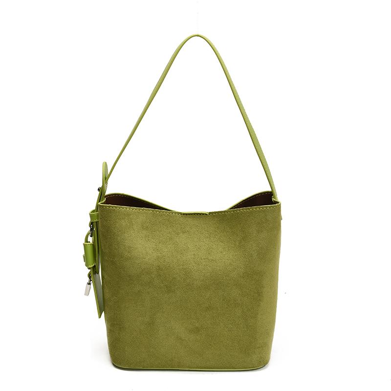 Ladies Handbag Female Bucket Bag Retro Basket Shoulder Bag Travel Faux Suede Bucket Bags Small Soft Tote Bags Daily
