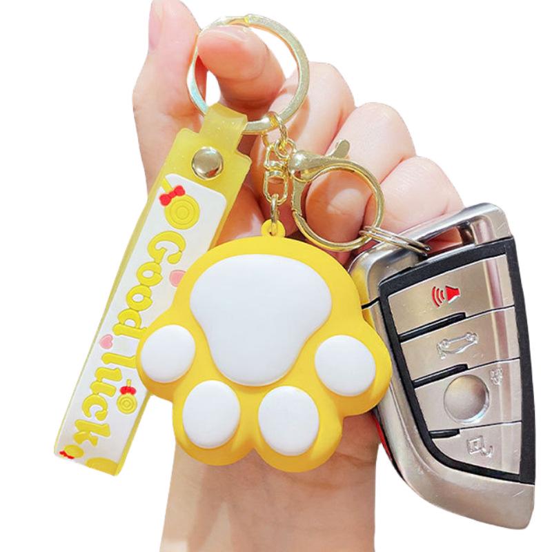 Cute Cat Paw Keychain with Heart Pendant - Cartoon Style Backpack & Car Key Accessory, Perfect Small Gift for Girls