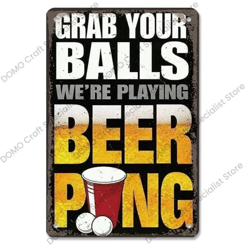 Vintage Beer Metal Sign, New Year Pub Decor Plaque