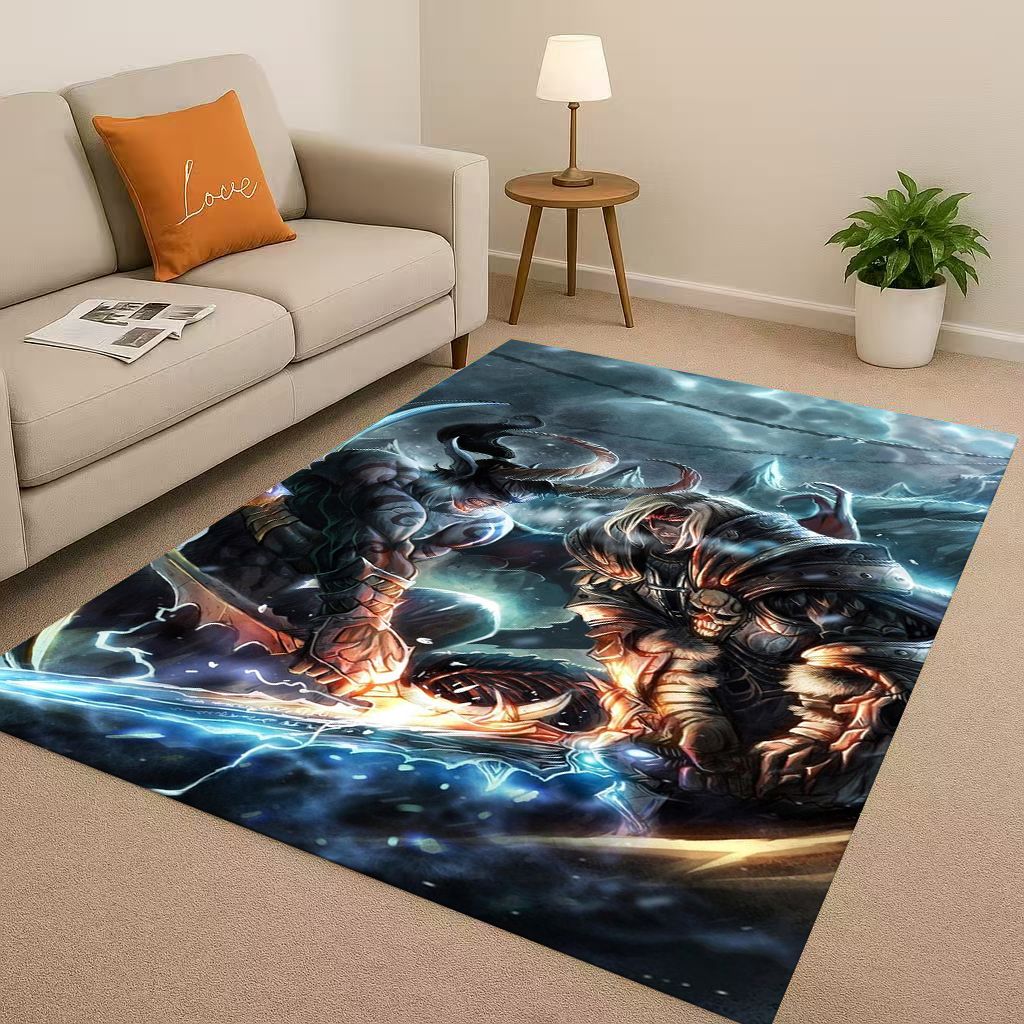 HD WOW World of Warcraft Game Demon Hunter Arthas Living Room Non-Slip Area Rug Carpet for Bedroom Playroom Sofa,Home Doormat