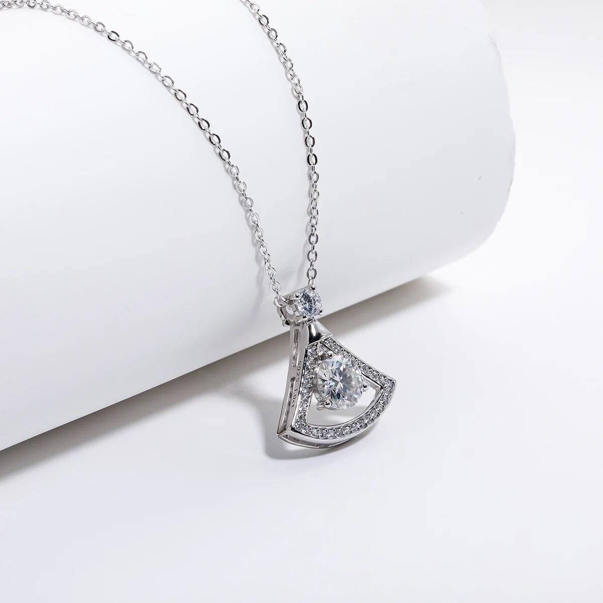 

New 1ct D Color Moissanite Diamond Elegant Pendant Necklace 925 Sterling Silver 40+2+3cm Chain Fine Jewelry Wholesale