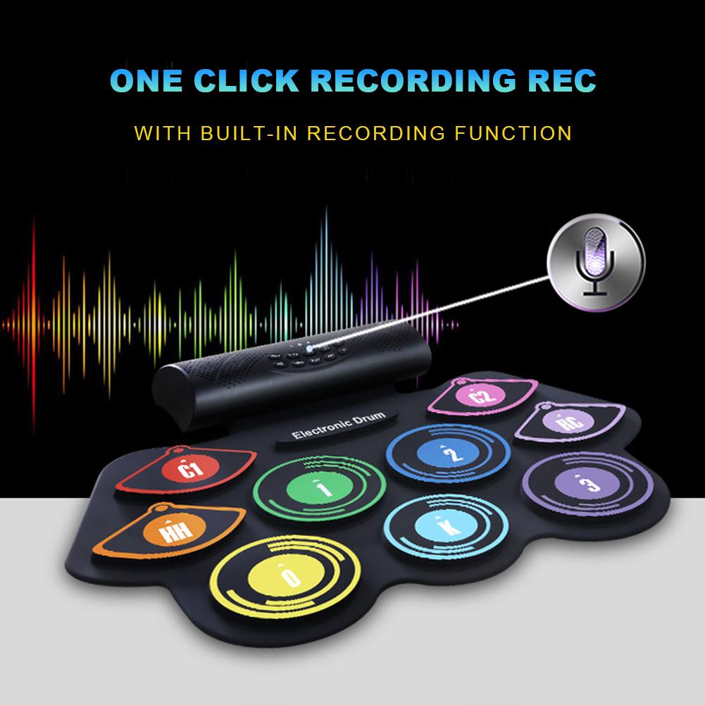 Folding Silicone Hand Roll USB Electronic Drum Portable Practice Drums Pad Kit With Drumsticks Sustain Pedal
