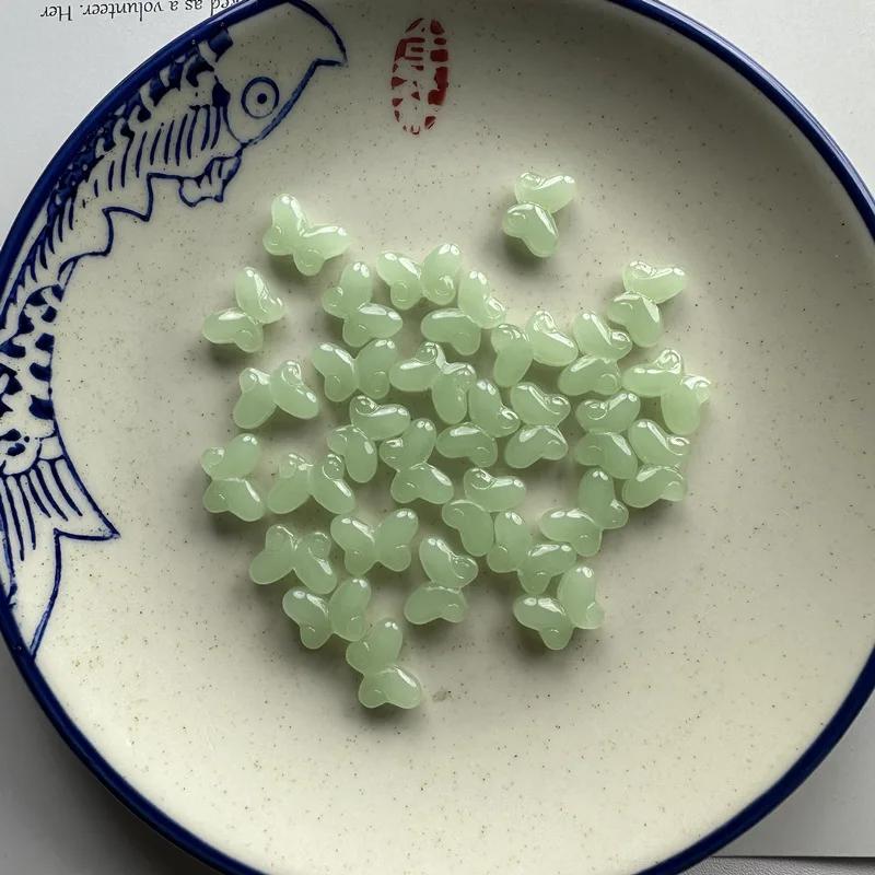 DW03 20pcs 10*14.5mm Cute Butterfly Lampwork Beads Glass Handmade Imitation Glaze Beads Simple Making DIY Bracelet Trend Beads