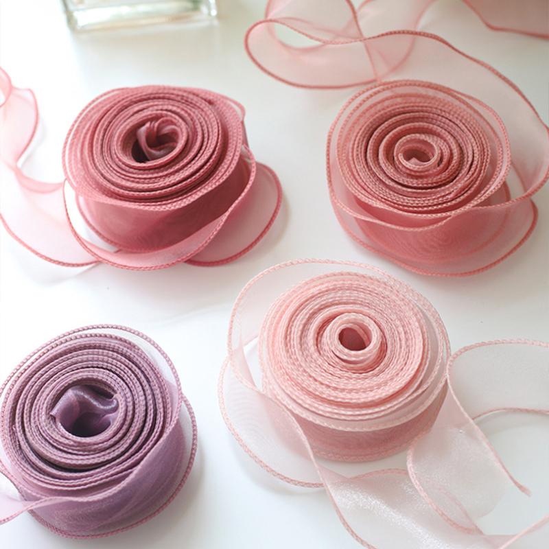 10yards Roll Solid Color Organza Ribbon Wavy Edge Fishtail Ribbon For Flower Bouquet Gifts Packaging Wedding Party Decorations