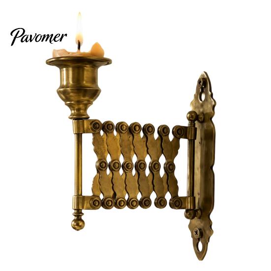 Minimalist Candle Wall Sconce Extending Taper Holder, Vintage Mounted Adjustable Metal Stand Candlestick for Home Living Room Bedroom Decor Corrosion
