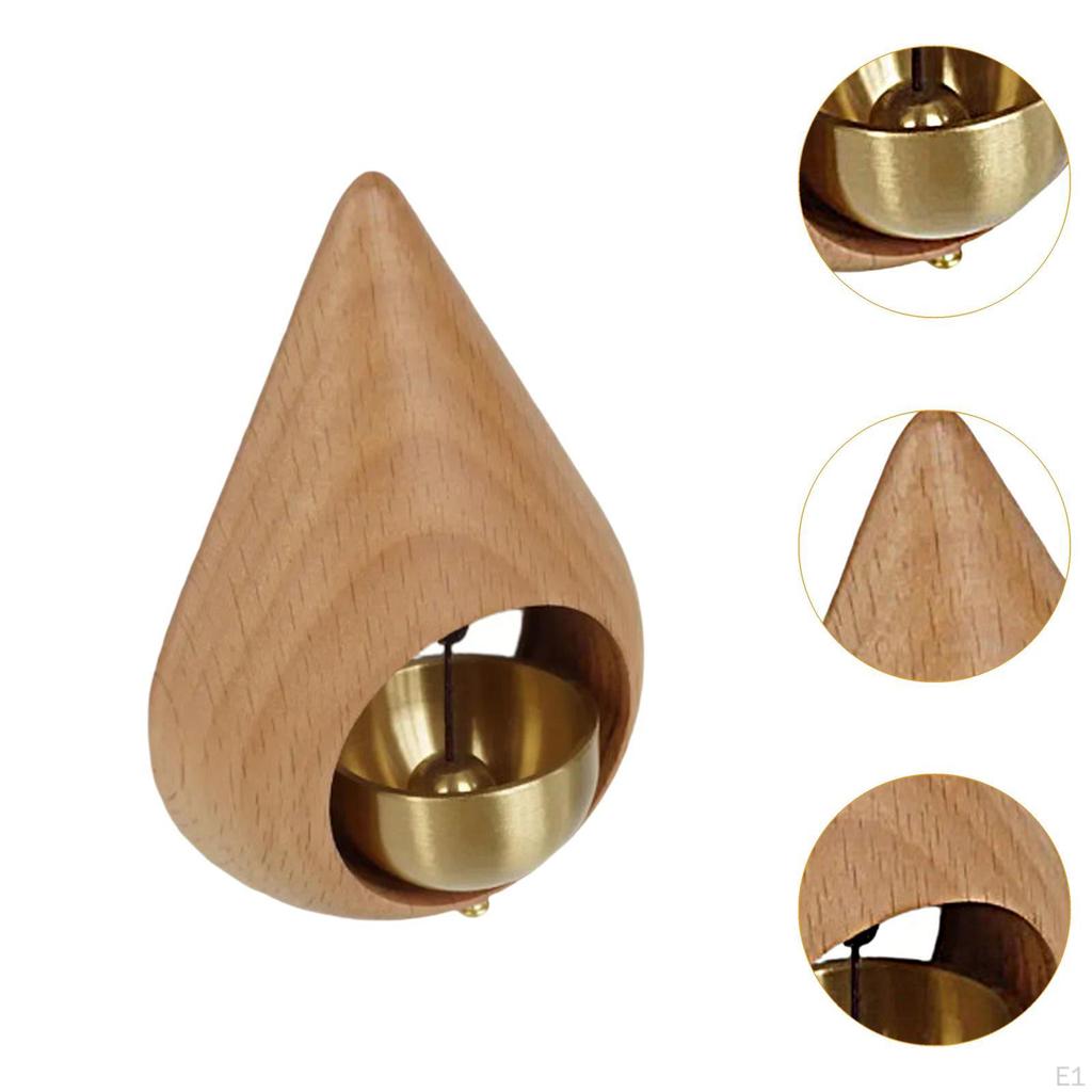 Shopkeepers Door Bell Chime Ornament Decor with Brass Bell, Wood Doorbell for Porch Store