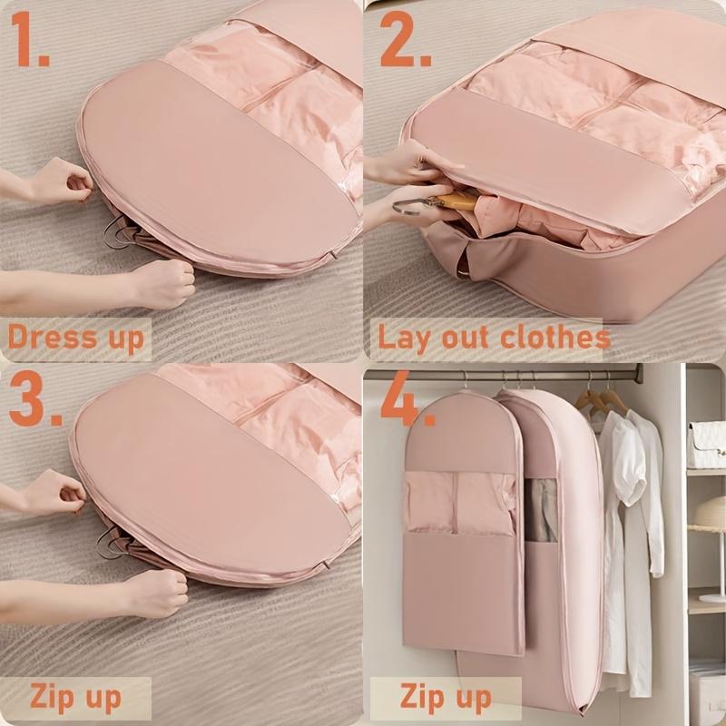 High-Quality Space-Saving Self-Compressing Hanging Storage Bag - Side Opening Design, Durable Fabric Garment Organizer with Up To 40% Compression Rate