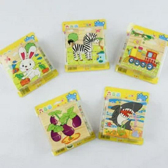 Wooden 3D Jigsaw Puzzle - Educational Birthday Gift for Kids with Six-sided Painting Blocks