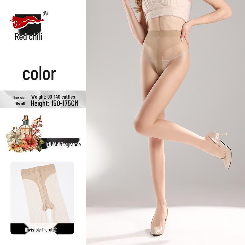 

Тонкие чулки из шелка, устойчивые к зацепкам, красного цвета: Сексуальные легкие колготки для женщин One Size (90~140 jin)