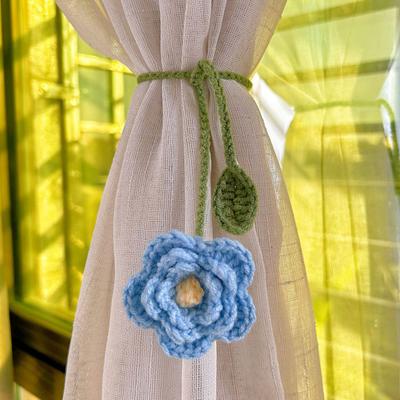 Blumen Vorhang Raffhalter Gestrickter Blumenvorhangband für Vorhänge Drapierungen Handgefertigtes Häkelblumen Lesezeichen für Buchliebhaber