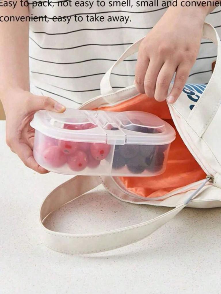 Double-Grid Food Storage Box, Minimalist Clear Storage Box For Kitchen,Kitchen,Summer Beach Party,Food,Camping,Organizer,Room Decor,Kitchen Items.