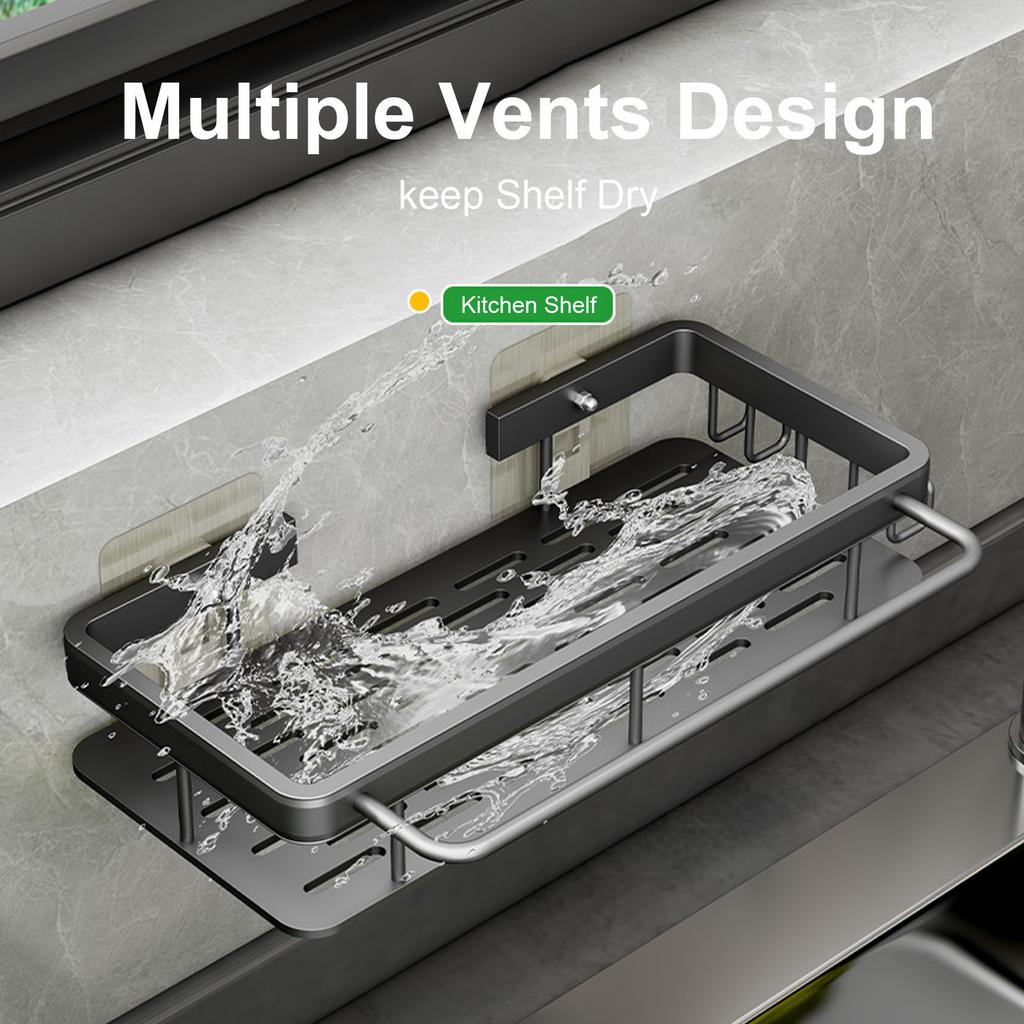 Wall Storage Suspended Kitchen Sink Drainer Sponge Holder Kitchen Soap Rack No Drill Shelf Storage And Kitchen Organization