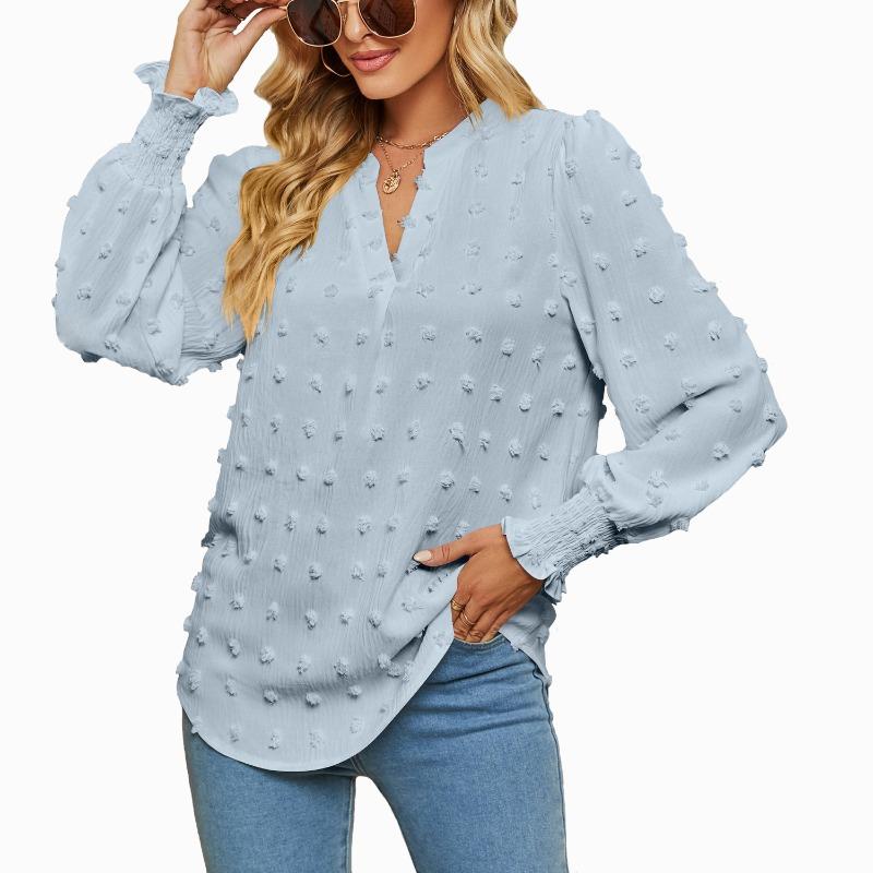 Blusas y Camisas Casuales de Moda para Mujer JPNTKY de Manga Larga con Cuello en V