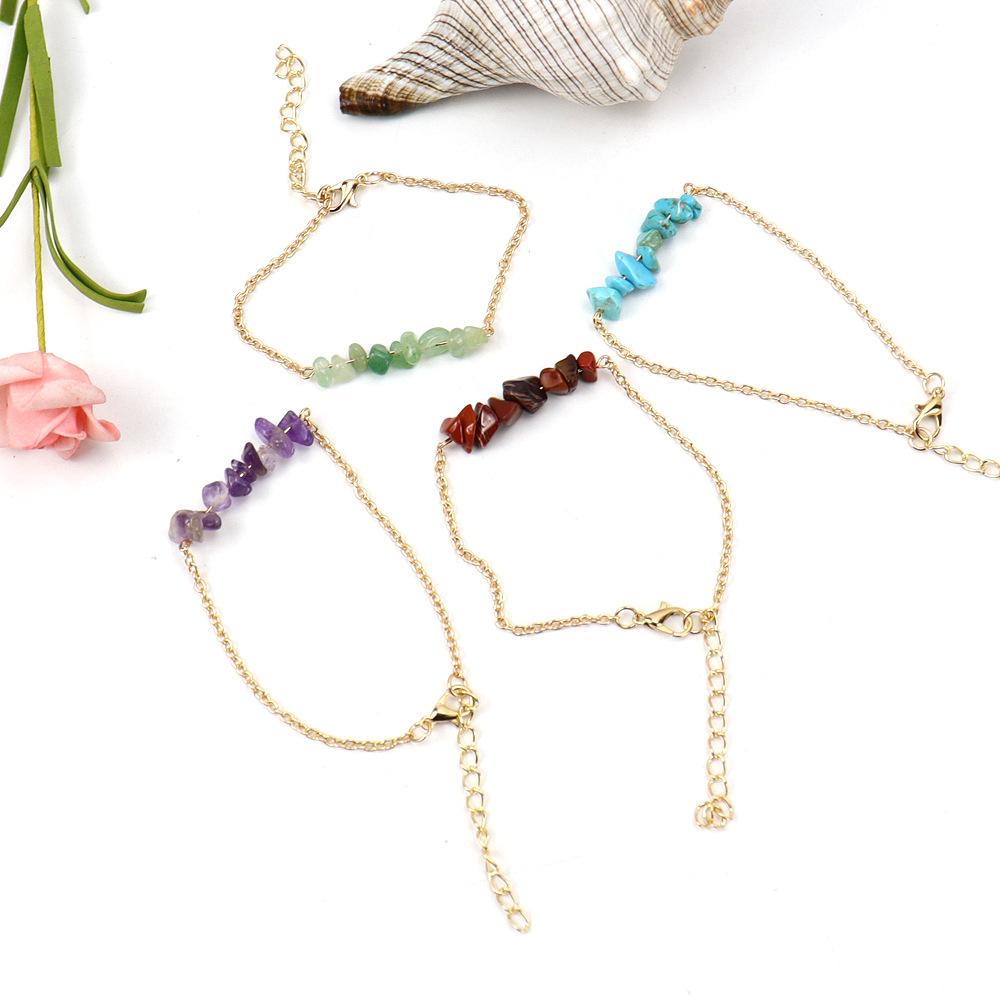 Drainage Natural Crystal Agate Gravel Semi-Precious Stone Bracelet Bracelet Irregular Stone Jewelry B79