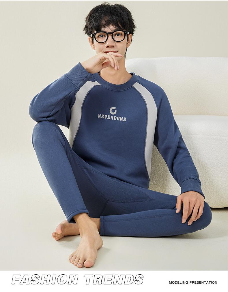 Herren Herbst Unterwäsche mit Fleecefutter: Teenager Schüler Winter Wärme Set