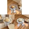 Forest Style Straw Hat With Large Brim And Pearl Butterfly Bow For Summer Beach Sun Protection