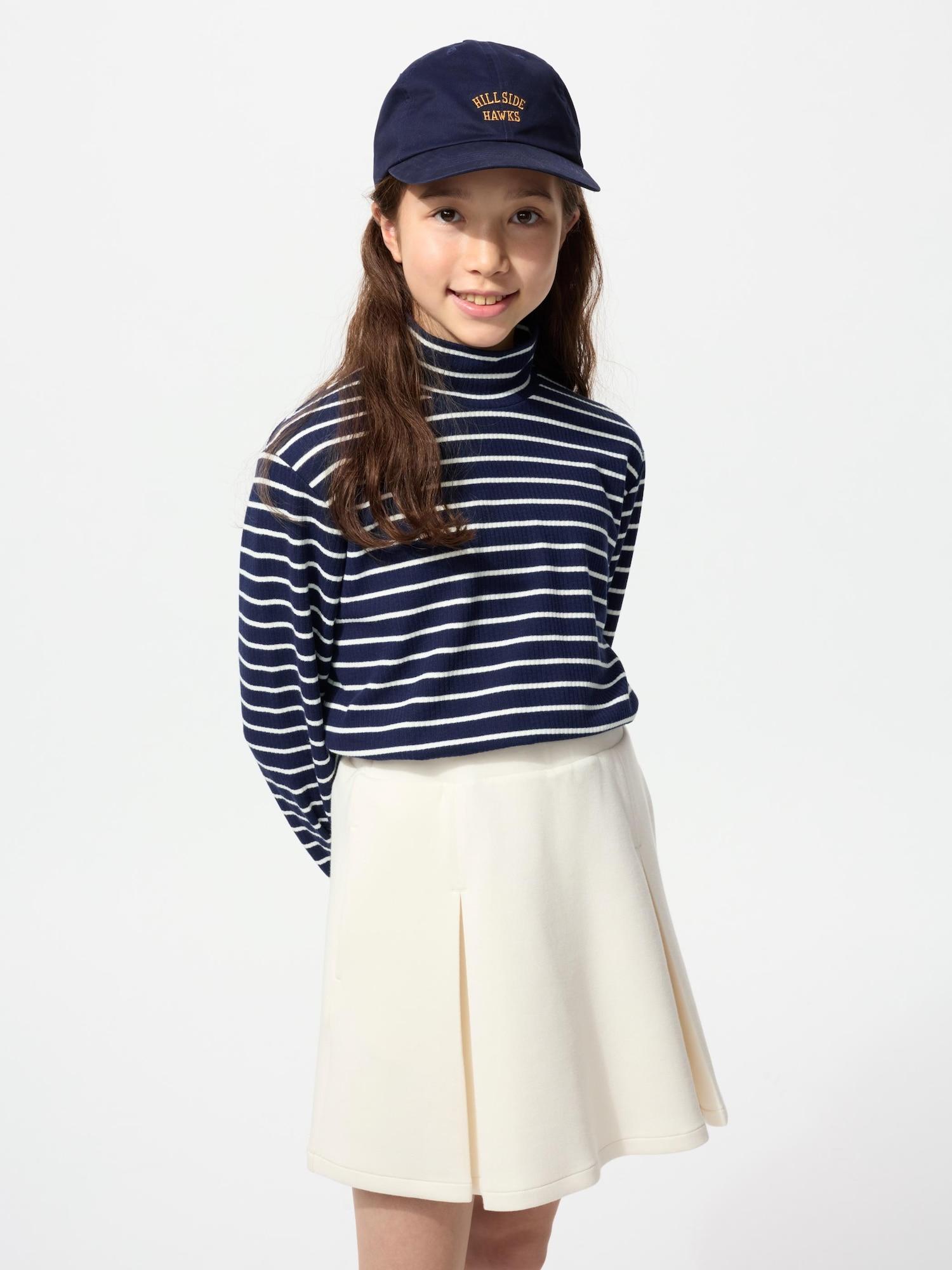 

Uniqlo Girls Хлопковая футболка HeaTTech с высоким воротом и длинным рукавом 69 NAVY/160