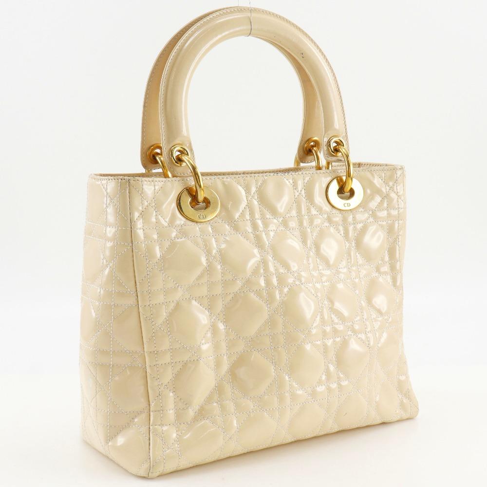 Dior Lady Dior Handbag Canage cream enamel Women Used