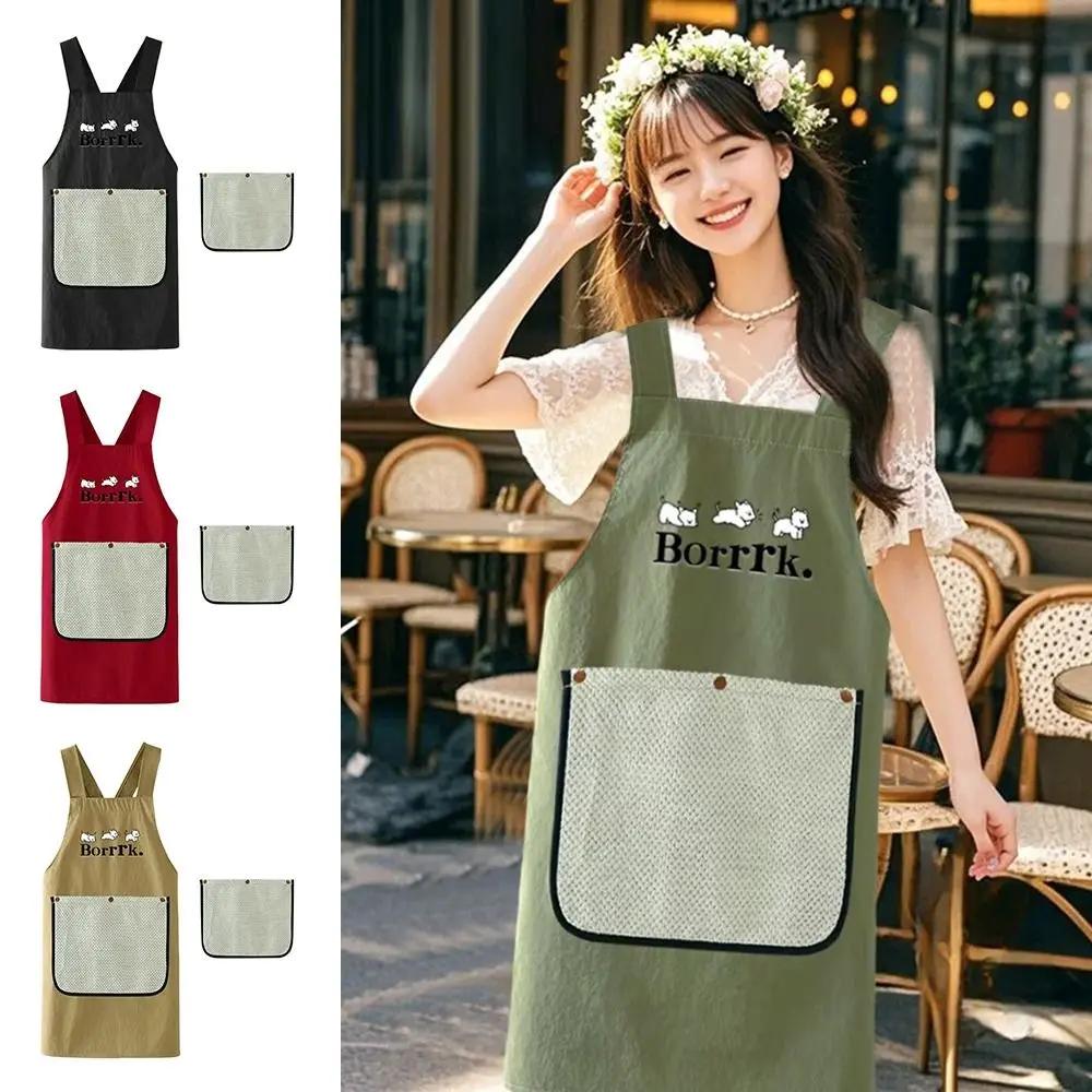 Waterproof Kitchen Apron Sleeveless Anti-fouling Restaurant Uniform with Removable Hand Towel Cross Back Cooking Baking Bibs