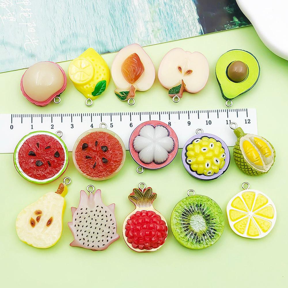 15-Color Resin Cartoon Fruit Pendants: Watermelon & Apple Charms for DIY Jewelry