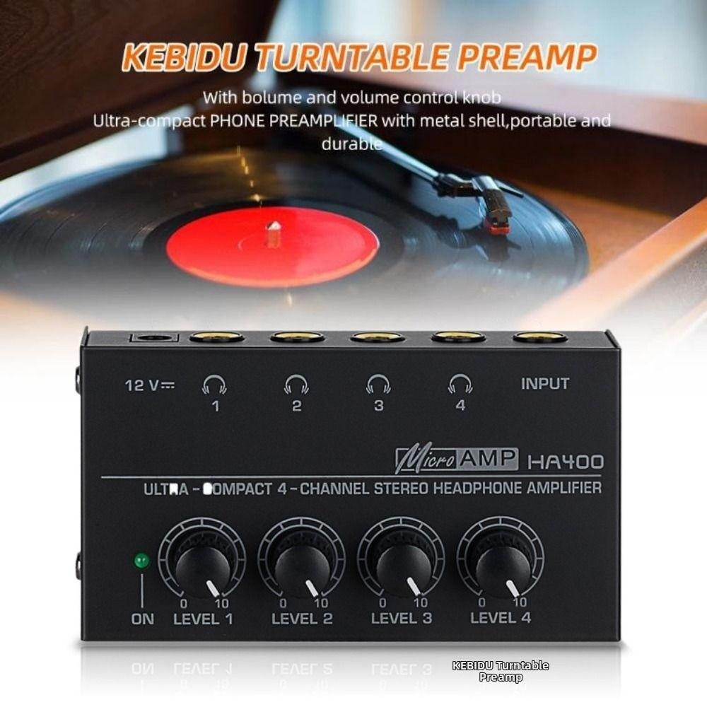 4 Channels Stereo Headphone Amplifier Ultra-Compact With Power Adapter HA400 Headphone Amplifier