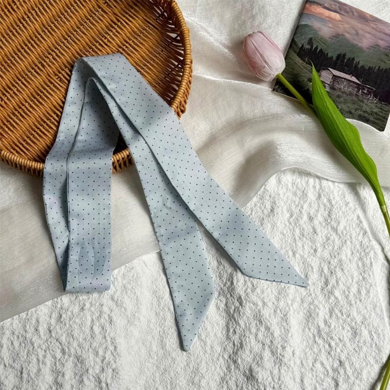 Multipurpose Round Dot Scarf Fashion Lightweight Polyester Headscarf Bag Decoration Travel Neck Wrap Hair Accessory