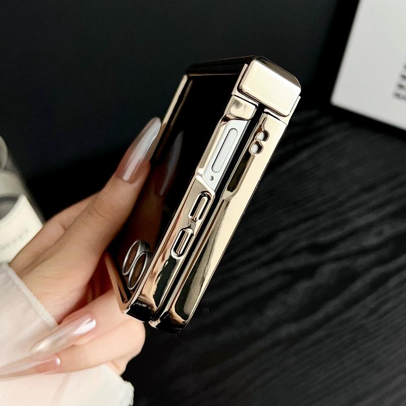 Luxus galvanisierte magnetische Hülle für Samsung Galaxy Z Flip 7 6 5 4 3 5G ZFlip7 FE ZFlip6 Leder Scharnierschutz Abdeckung Funda