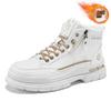 Mode Winter Herren Warme Stiefeletten Mode Vielseitige Weiße Lederschuhe Outdoor Rutschfeste Sneaker für Herren Motorrad Schneestiefel Botas