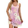 Women's Summer Casual Square Collar Easter Print Dress Sleeveless Dress With Pockets