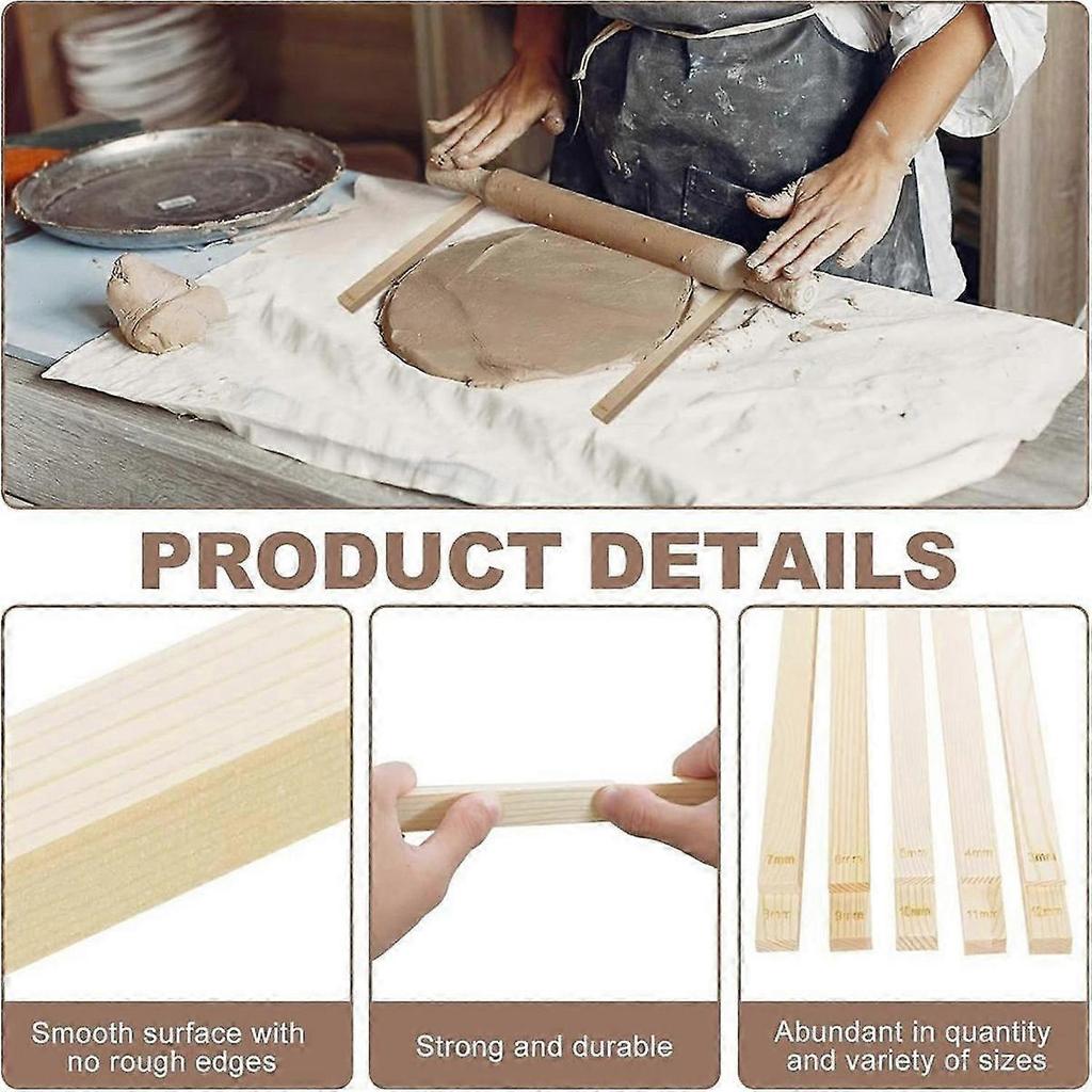 30 Piece Pottery Teaching Rolling Clay Sticks Wooden Clay Roller Guide Clay Tools Wooden Rolling Pin Guide Stick Set