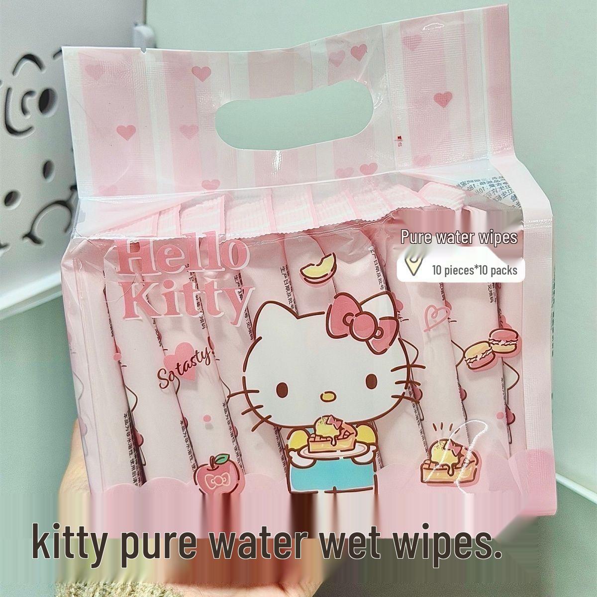 Портативные влажные салфетки Hello Kitty для рук и рта - Маленькая студенческая сумочка, для использования на улице