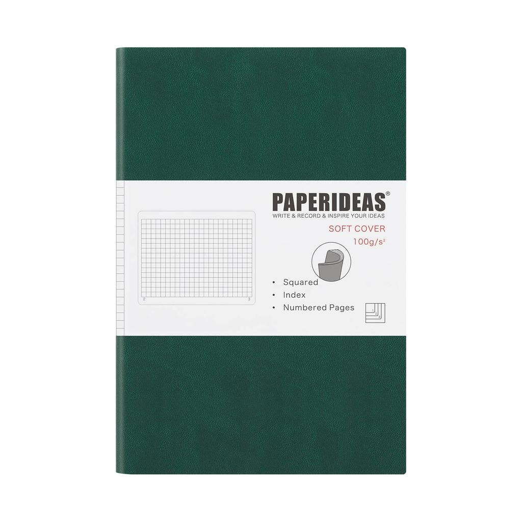 PAPERIDEAS Soft Cover Christmas Notebook, A5, (Grid, Green)