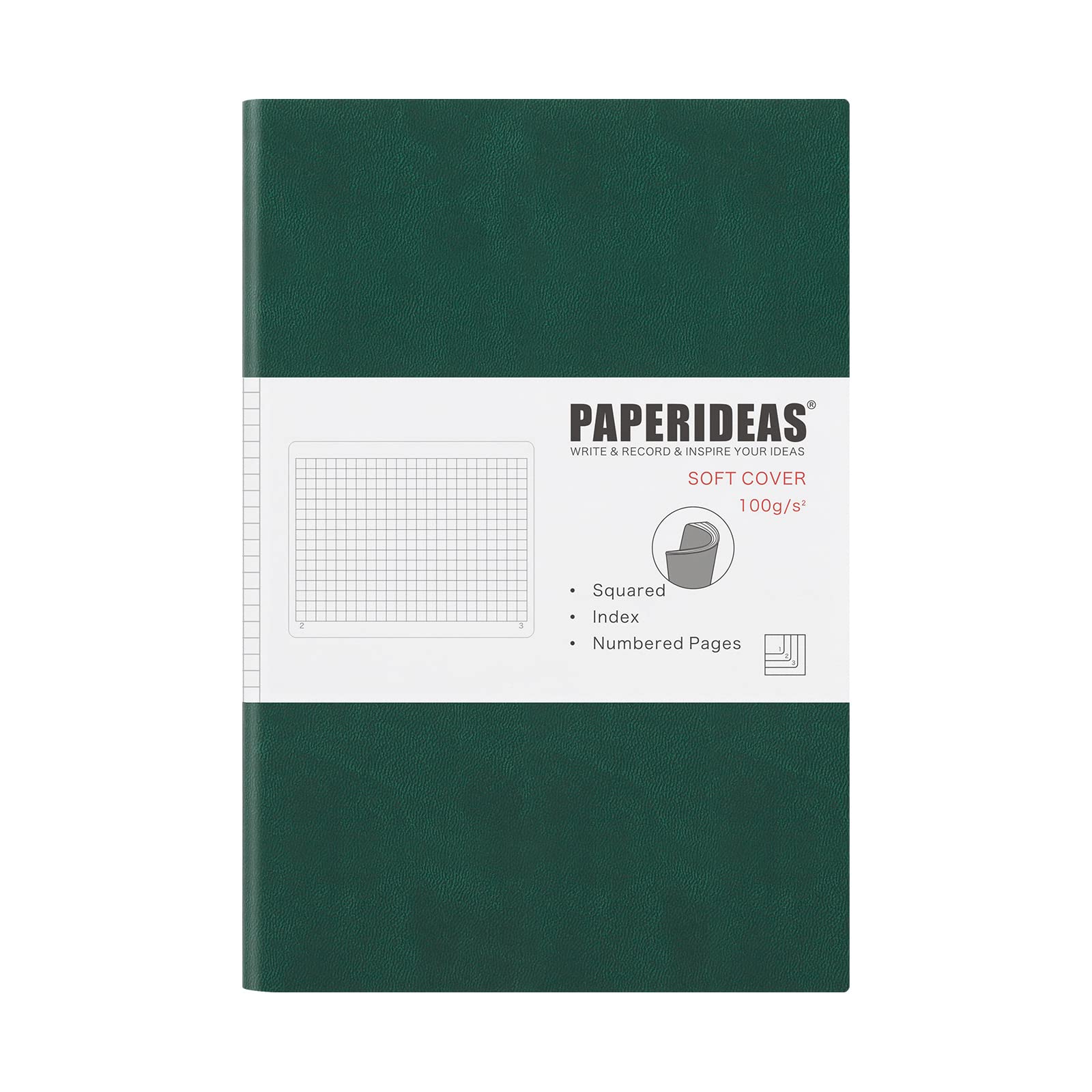 

PAPERIDEAS Soft Cover Christmas Notebook, A5, (Grid, Green)