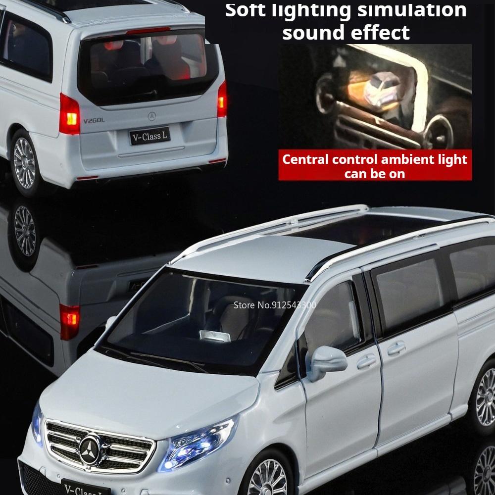 1:24 Scale V260L Vellfire Business Car Model Toy Metal Diecast Doors Opened MPV Models Sound Light Cars Collectible Item
