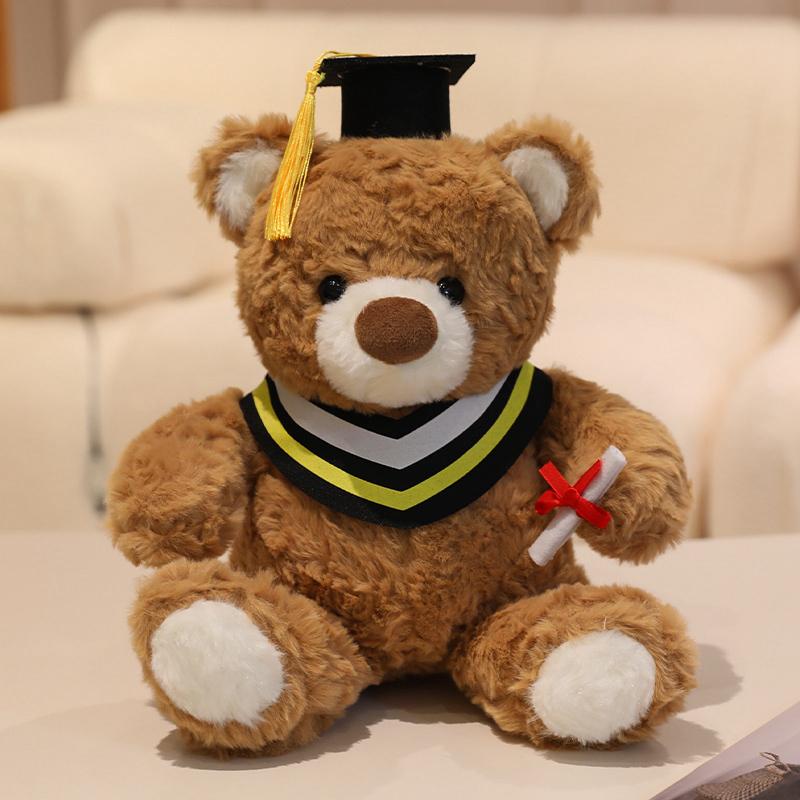 25cm Kawaii Graduation Dr.Bear Plush Toy Cute Christmas Hat Teddy Bear Soft Doll Boys Girls Kids Students Graduation Lovely Gift
