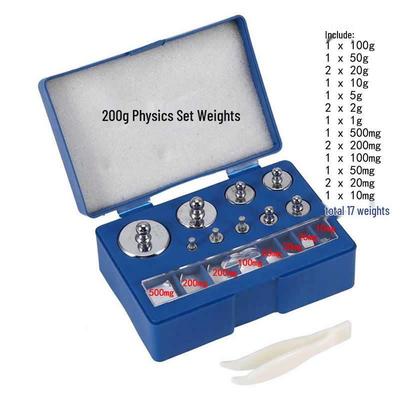 Juego de Pesas de Calibración M2 Cromadas para Básculas Electrónicas: 5kg, 2kg, 1kg, 500g, 200g, 100g