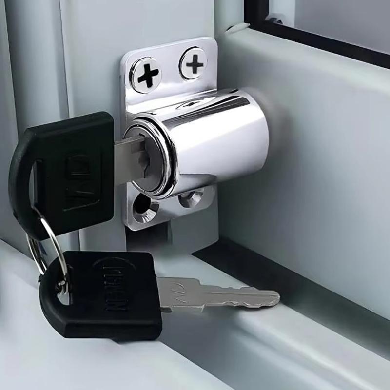 2 Keys 1 Set Sliding Door Window Locks With Baby Child Safety Protection Door Security Lock Catches Push-Pull Window Limiter
