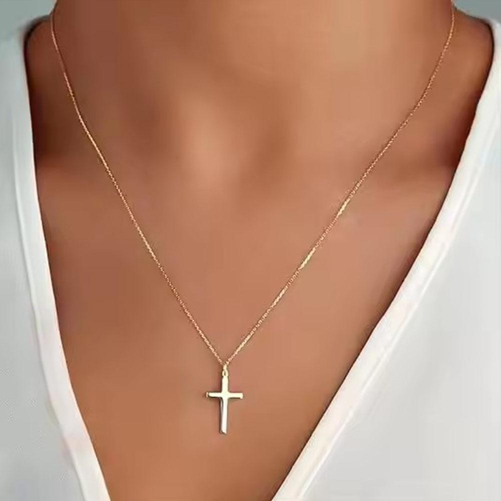 Christian Titanium Steel Cross Nacklace For Men Women Single Cross Pendant Necklace Women Men Link Chain Charm Necklace Jewelry