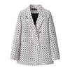 Women Long Sleeve Blazer Jacket Lapel Double Breasted Gold Button Loose Fit Office Casual Suit Outerwear Coat