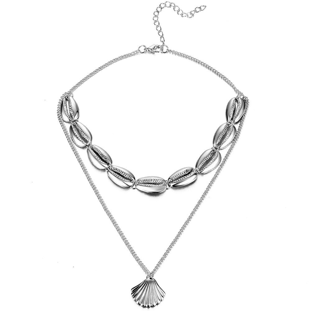 Multilayer Necklace Creative Clavicle Chain Shell Tassel Pendant Necklace Lady Party Jewelry