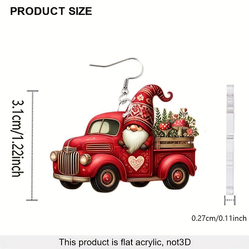 

Изысканные красные серьги-кисточки на рождественскую тематику с акриловыми подвесками в виде машинок