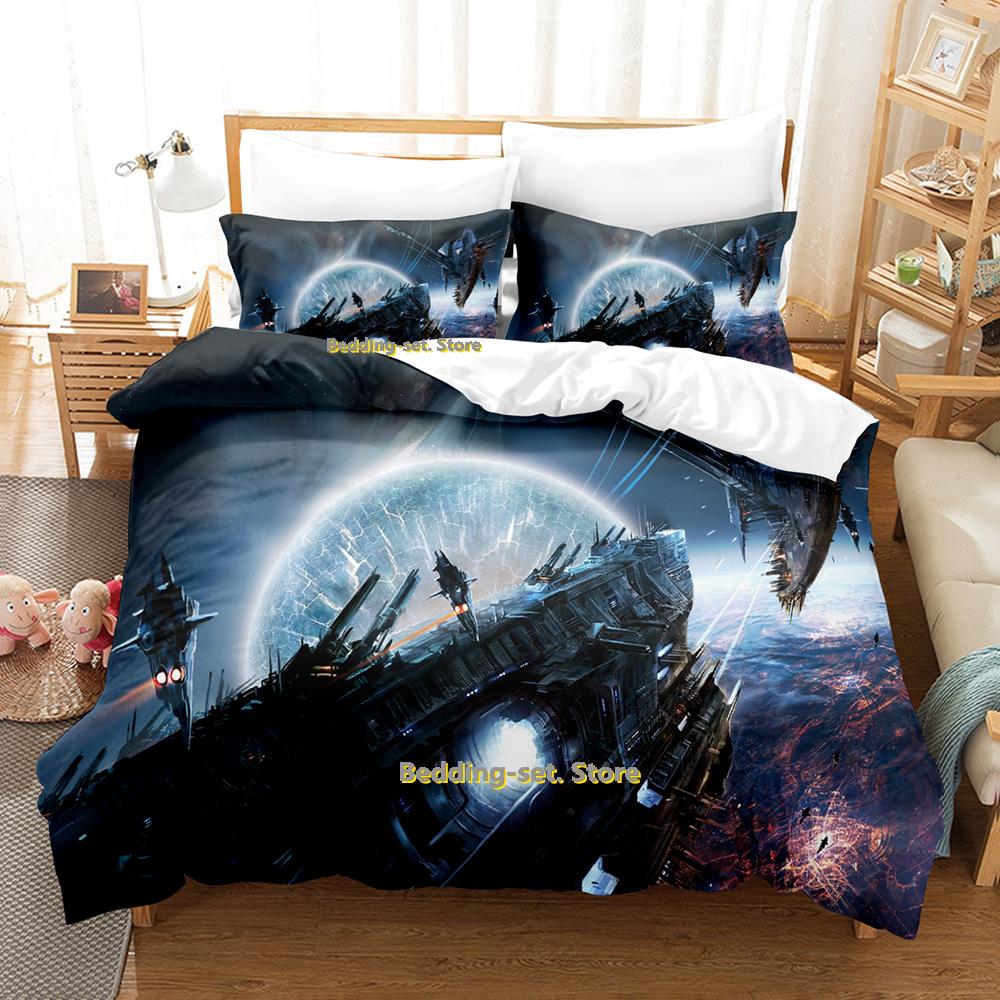 Comforter Cool Sci Fi Battle Bedding Set Single Twin Full Queen King Size Bed Set Adult Kid Bedroom Three-Piece Suits Aircraft Tank C