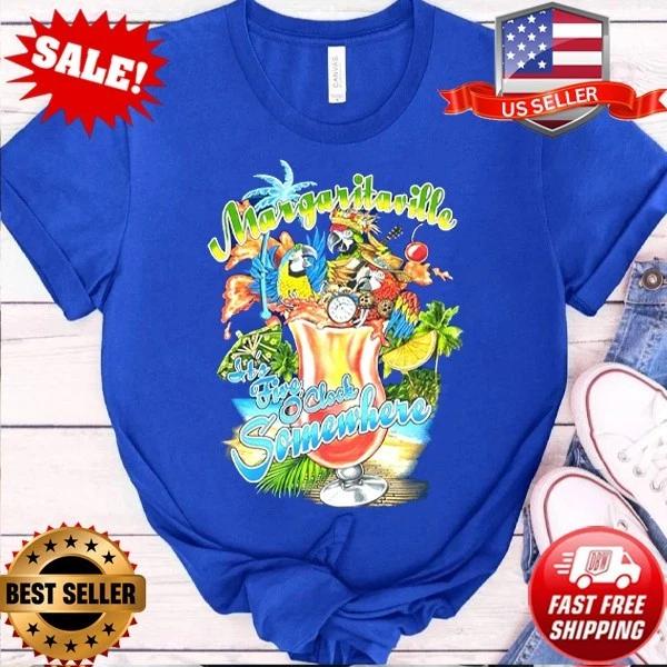 

RARE Jimmy Buffett Margaritaville It s Five o clock Somewhere Blue T-Shirt S-5XL M