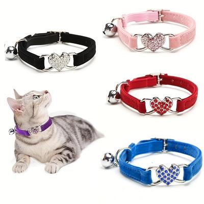 Cat Collar DIY Rhinestone Cat Dog Collar for Puppy Small Dogs Pet Kitten Cat Collar Necklace Colorful Diamond Bell Cat Collar