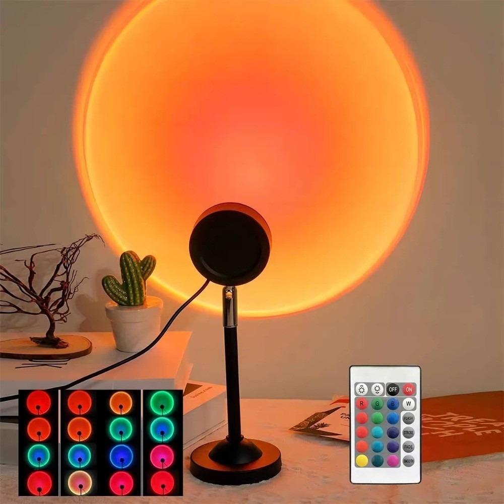 16 Color Sunset Projection Lamp Remote Control USB Powered LED Sunset Lamp Rotated Vibrant Spectrum RGB Night Light