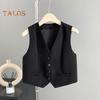 Women Waistcoat Vest Vintage Sleeveless Dressy Suit Casual Button Up V-Neck Tuxedo Vest for Daily Wear Office Dating Street
