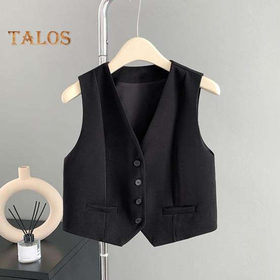 Women Waistcoat Vest Vintage Sleeveless Dressy Suit Casual Button Up V-Neck Tuxedo Vest for Daily Wear Office Dating Street