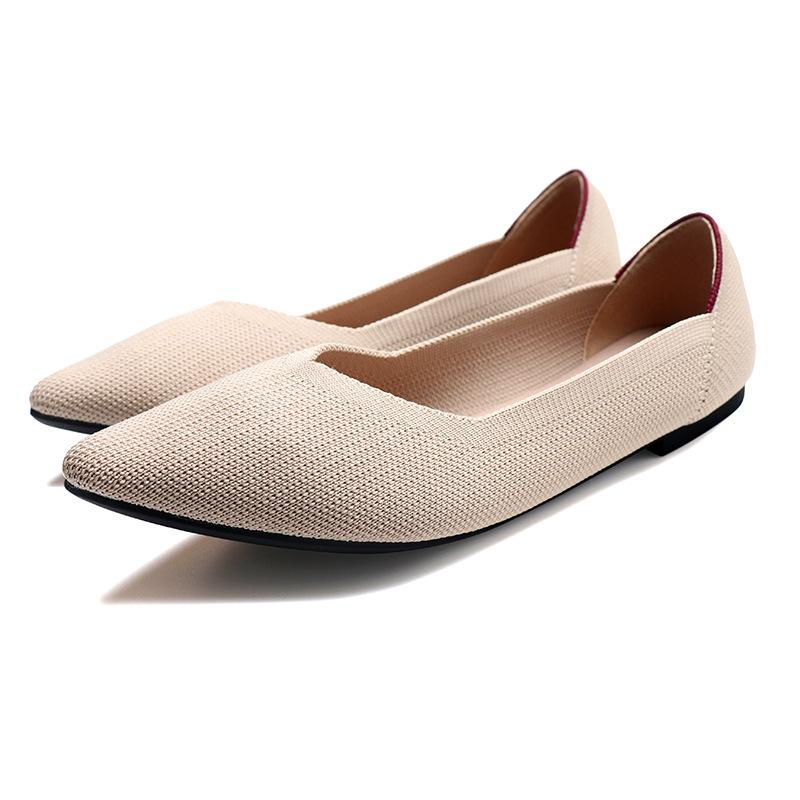 

Новая весенне-осенняя обувь из летящего трикотажа, одинарная обувь 40 Doudou 41 на плоской подошве 43 большого размера, женская обувь, обувь-ковш 43