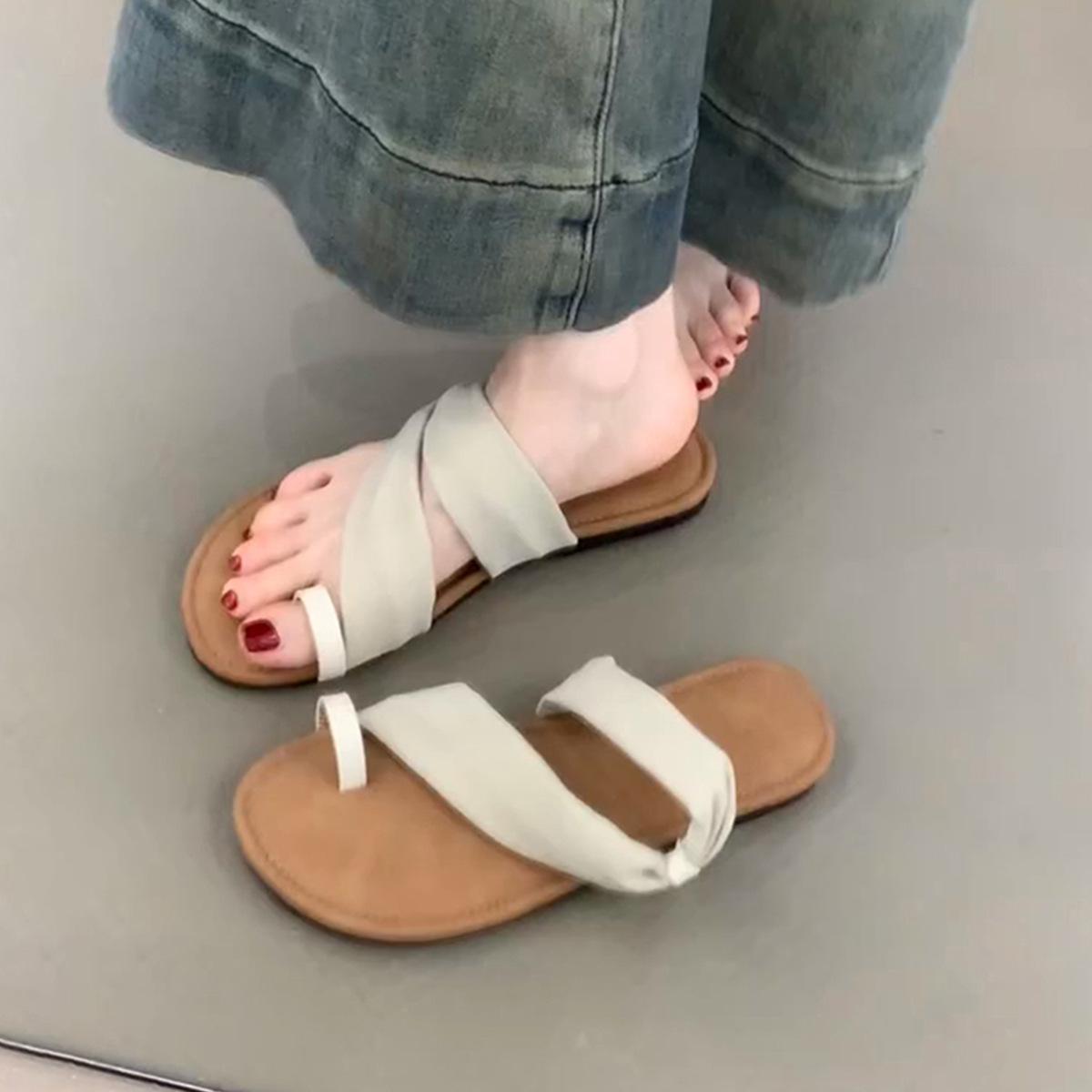 

Ленивый вариант~ Универсальный праздничный стиль простые однословные тапочки женские летние ретро плоская подошва уличная обувь с юбкой крутые тапочки 40 абрикосовый