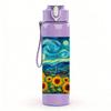 1PC Sunflower Starry Night Art 750ml Color Plastic Sports Water Bottle Leakproof Flip Straw Lid For Sports Office Home Use